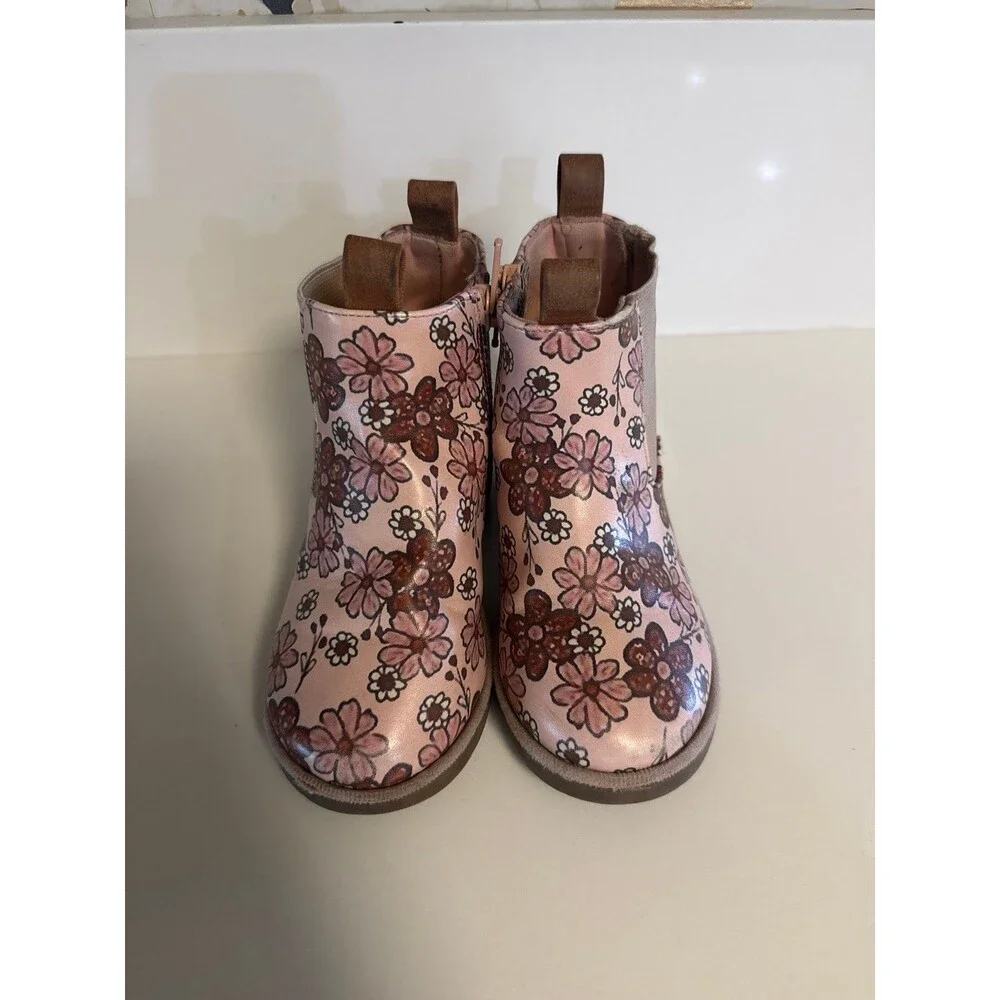 Nordstrom Pink boho floral print toddler chelsea boots